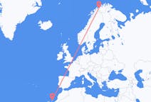 ノルウェーのソルクヨセンから、スペインのランサローテ島までのフライト