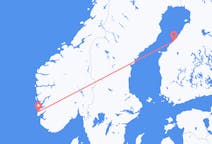 Loty z Kokkola, Finlandia do Haugesund, Norwegia