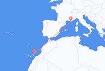 Vluchten van Toulon, Frankrijk naar Lanzarote, Spanje