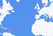 Flights from Porlamar, Venezuela to Billund, Denmark