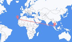 Flyreiser fra Narathiwat-provinsen, Thailand til Santa Cruz de La Palma, Spania