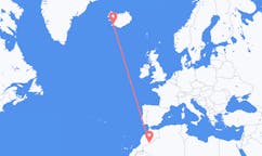 航班从摩洛哥扎戈拉市到雷克雅维克市，冰岛塞尔