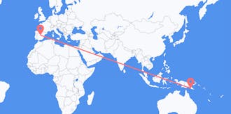 Flyreiser fra Papua Ny-Guinea til Spania