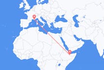 Flyg från Hargeisa, Somalia till Toulon, Frankrike