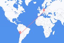 Flyreiser fra Antofagasta, Chile til Salzburg, Østerrike