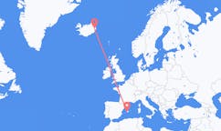 Flights from the city of Palma de Mallorca, Spain to the city of Egilssta?ir, Iceland