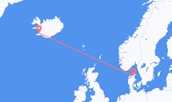 航班从冰岛雷克雅维克市到奥尔堡市，丹麦塞尔