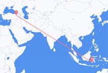 Flug frá Makassar, Indónesíu til Erzurum, Tyrklandi