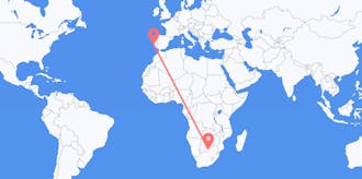 Vluchten van Botswana naar Portugal