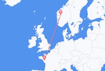 Flyg från Nantes till Sogndal