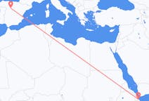 Vluchten van Balbala, Djibouti naar Valladolid, Spanje