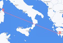 Vluchten van Kalamáta, Griekenland naar Pontische Olbia, Italië
