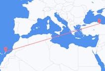 出发地 土耳其出发地 薩姆松目的地 西班牙兰萨罗特岛的航班