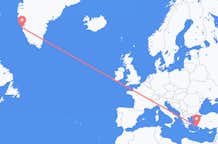 그리스 레로스에서 출발해 그린란드 누크까지(으)로 가는 항공편