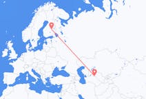 Vluchten van Urganch, Oezbekistan naar Kuopio, Finland