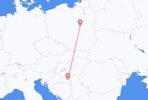 Flyg från Osijek, Kroatien till Warszawa, Polen