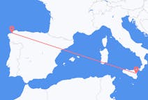 Flights from A Coruña, Spain to Catania, Italy