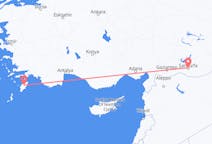 Flyg från Şanlıurfa, Turkiet till Rhodes, England, Grekland