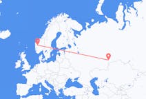 Flüge von der Stadt Sogndal in die Stadt Tscheljabinsk