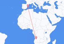 Flyrejser fra Huambo, Angola til Ibiza, Spanien