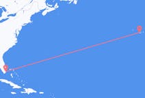 Flyg från Miami, USA till Horta, Azorerna, Portugal