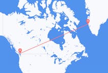 カナダのバンクーバーから、グリーンランドのマニツォクまでのフライト