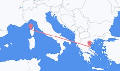 フランスのカルビから、ギリシャのヴォロスまでのフライト