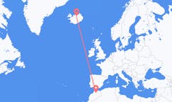 航班从摩洛哥非斯市到阿克雷里市，冰岛塞尔