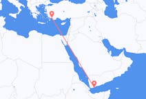出发地 也门出发地 亞丁目的地 土耳其达拉曼的航班