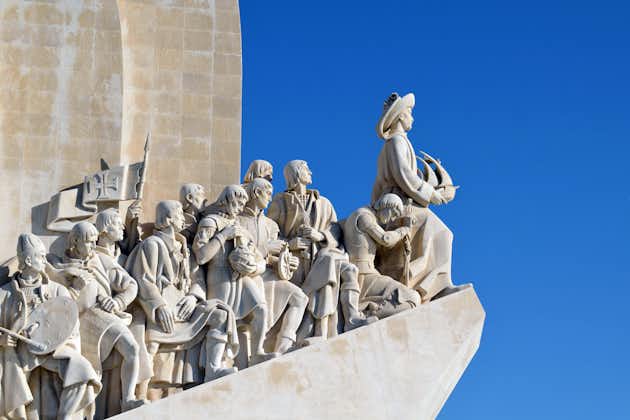 Photo of details of some characters carved on the Monument to the Discoveries, or Padrão dos Descobrimentos, located in Belém in Lisbon, Portugal.