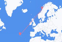 Vluchten van Sandnessjøen naar Terceira