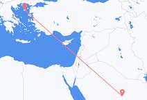 Lennot Al-Qassimin alueelta, Saudi-Arabia Lemnosille, Kreikka