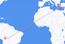 Flyg från Cochabamba, Bolivia till Rhodes, England, Grekland