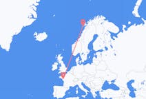 Flyreiser fra Leknes, Norge til Nantes, Frankrike