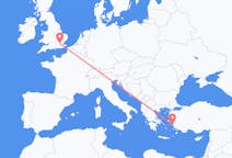 Flights from Samos in Greece to London in England