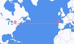 Flyreiser fra Ithaca, USA til La Coruña, Spania