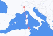 Vluchten van Tunis, Tunesië naar Turijn, Italië