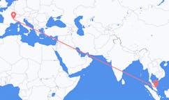 Flyg från Kuantan, Malaysia till Grenoble, Frankrike