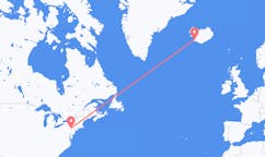 Fly fra byen Wilkes-Barre, USA til byen Reykjavik, Island