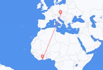Flyreiser fra Abidjan, Elfenbenskysten til Graz, Østerrike