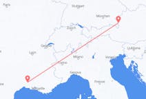 Flyg från Nîmes, Frankrike till Salzburg, Österrike