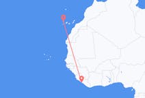 Vluchten van Monrovia, Liberia naar La Palma (ort i Mexiko, Guanajuato, Salamanca), Spanje