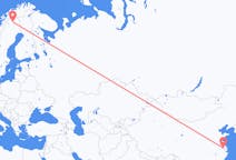 Vluchten van Changzhou, China naar Kiruna, Zweden