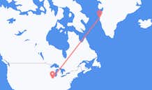 Loty z Peoria, Stany Zjednoczone do Sisimiuta, Grenlandia