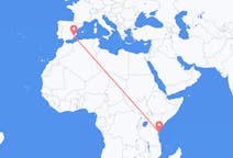 탄자니아 펨바 섬에서 출발해 스페인 무르시아로(으)로 가는 항공편