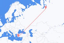 Flights from Novy Urengoy, Russia to Dalaman, Turkey