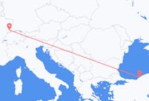 出发地 瑞士巴塞尔目的地 土耳其宗古尔达克的航班