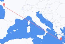 出发地 希腊从基西拉岛目的地 法国南特的航班