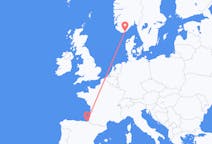 Loty z Kristiansand, Norwegia do San Sebastián, Hiszpania