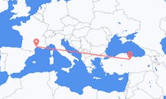 Flyg från Tokat, Turkiet till Montpellier, Frankrike